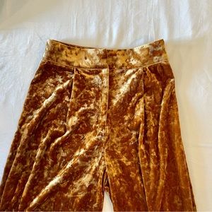 Golden amber velvet wide leg pants